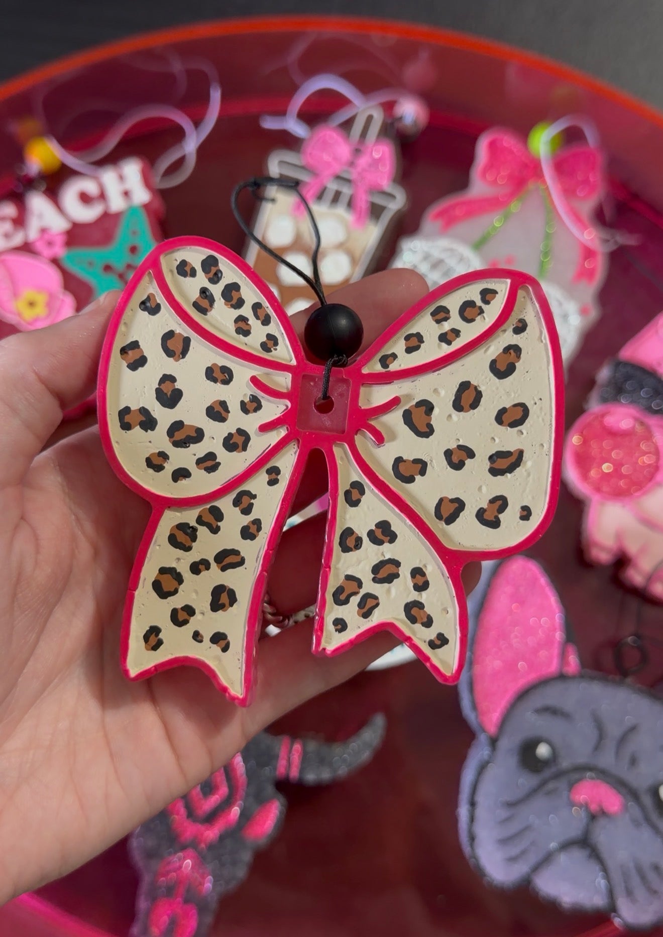 Leopard Bow Car Freshie